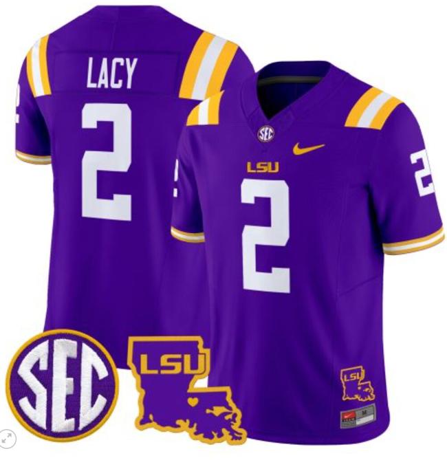 Men's Kyren Lacy Jersey #2 LSU Tigers 2024 Louisiana Patch Vapor Limited College Football Stitched Purple