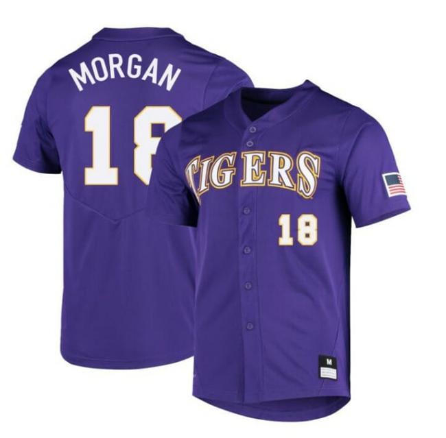 Men's Tre Morgan Jersey LSU Tigers Baseball NCAA College Purple Alumni #18