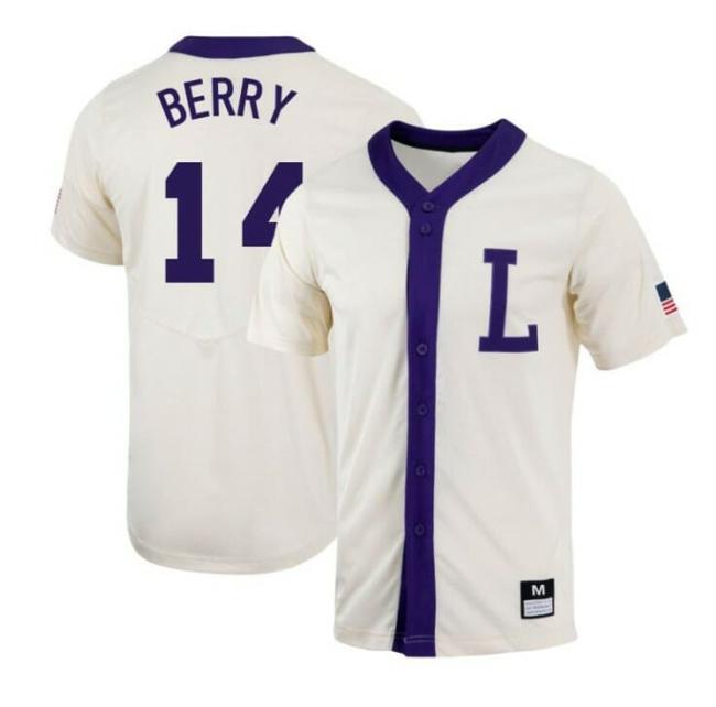 Men's Jacob Berry Jersey LSU Tigers Baseball NCAA College White Alumni #14