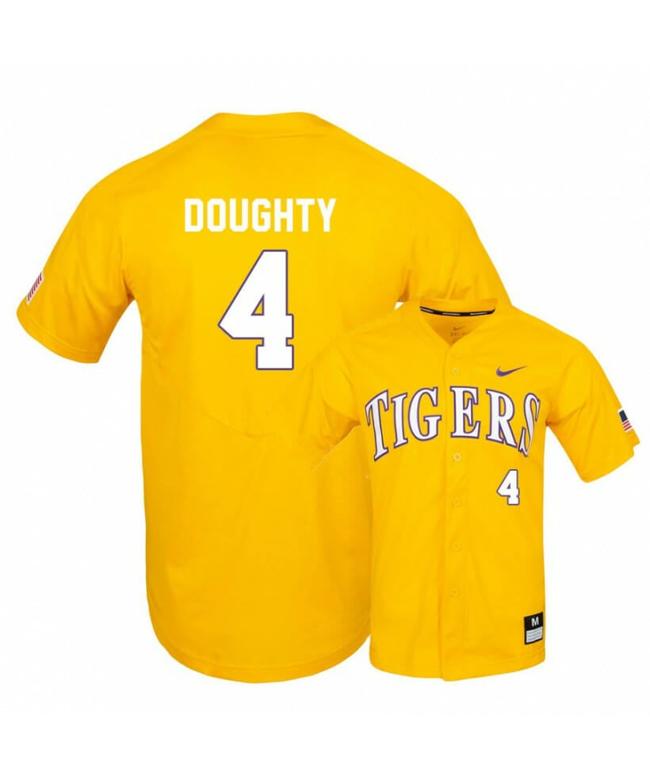 Men's LSU Tigers 4 Cade Doughty Yellow Elite College Baseball Jersey