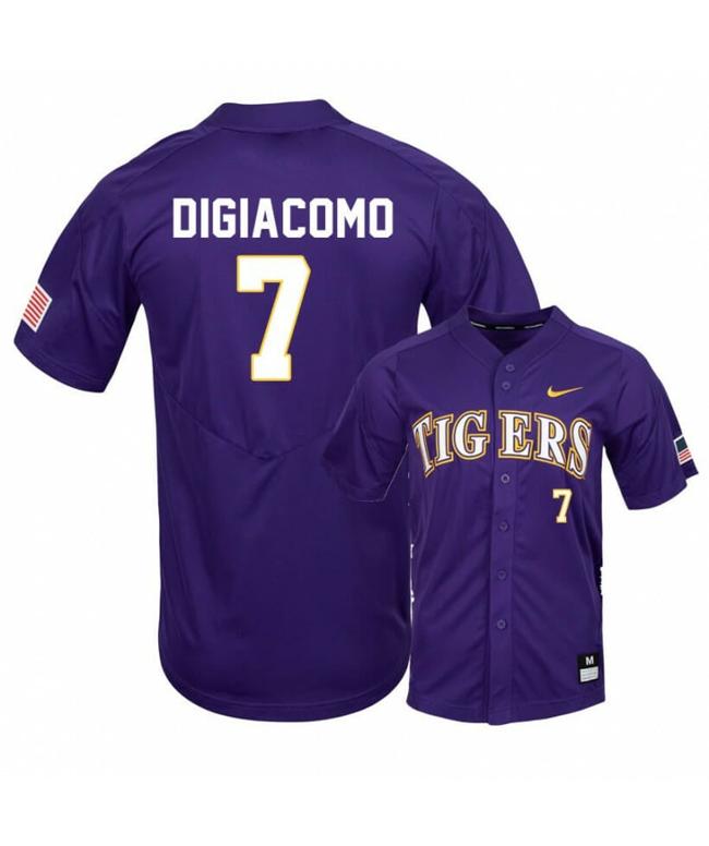 Men's LSU Tigers 7 Giovanni DiGiacomo Purple Elite College Baseball Jersey