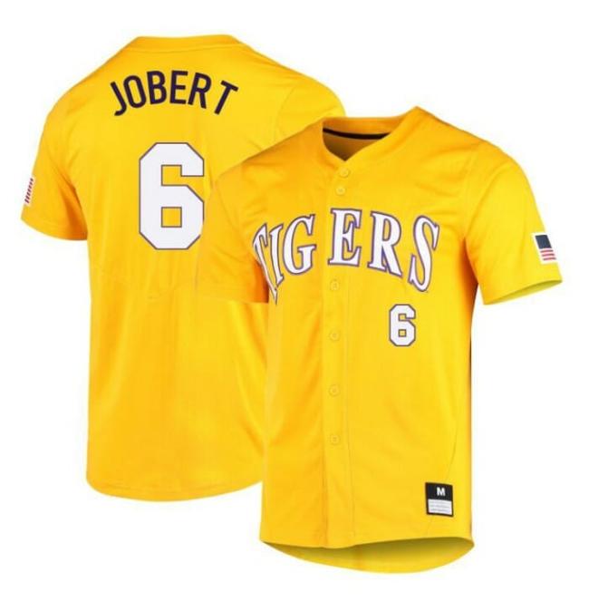 Men's Brayden Jobert Jersey LSU Tigers Baseball NCAA College Yellow Alumni #6