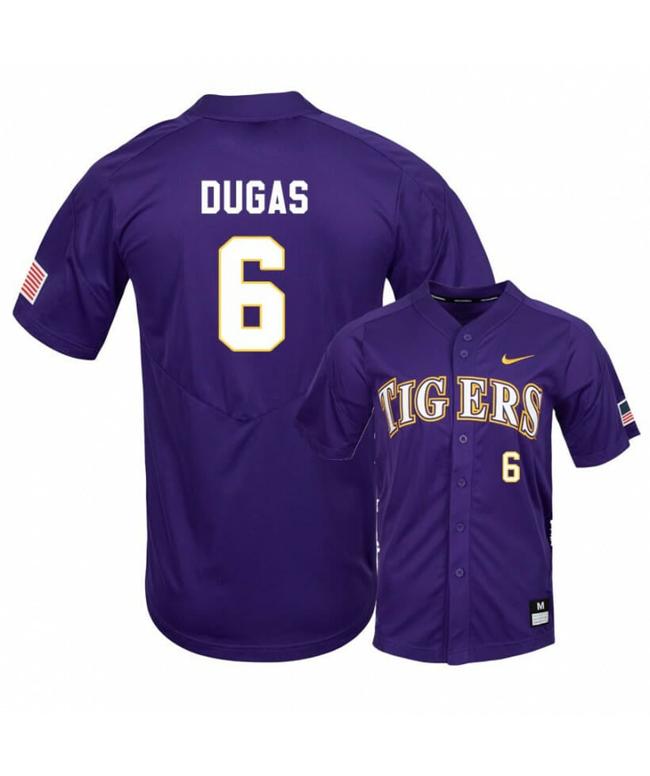 Men's LSU Tigers 6 Gavin Dugas Purple Elite College Baseball Jersey