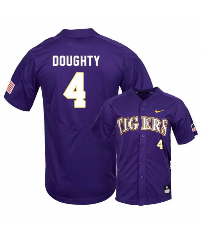 Men's LSU Tigers 4 Cade Doughty Purple Elite College Baseball Jersey