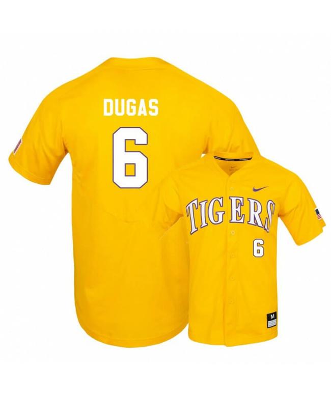 Men's LSU Tigers 6 Gavin Dugas Yellow Elite College Baseball Jersey