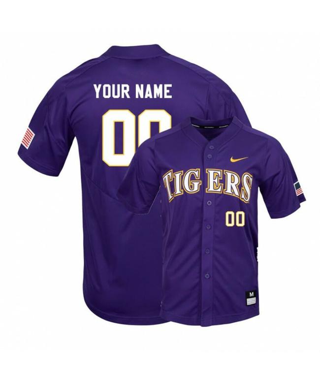 Men's LSU Tigers Purple Elite Custom Name and Number College Baseball Jersey