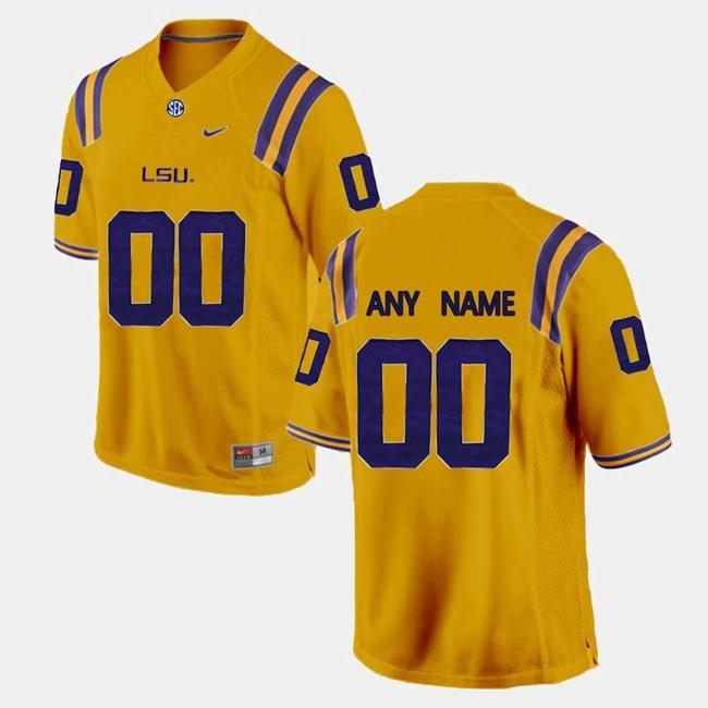 Men's Lsu Tigers Custom Jersey Name Number College Football Yellow