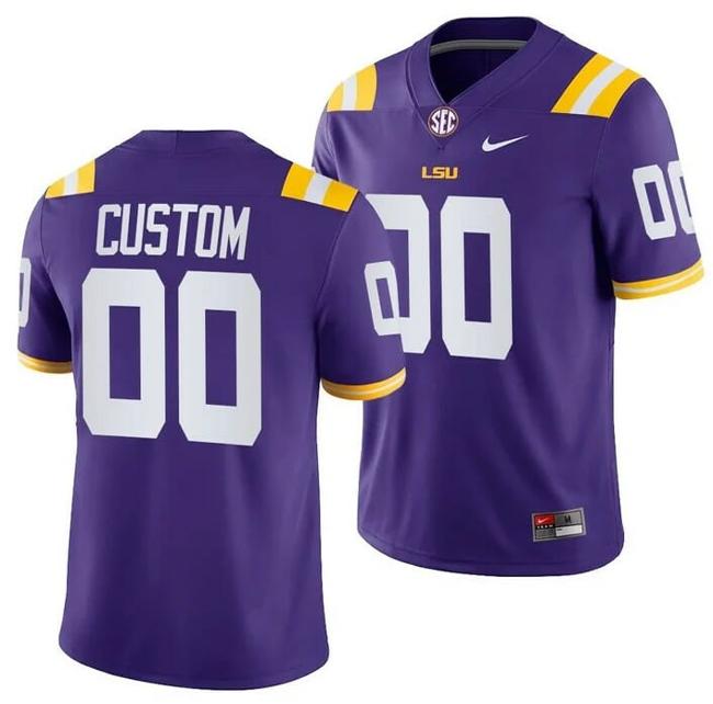 Men's LSU Tigers Custom Jersey Purple 2021-22 College Football Game Jersey