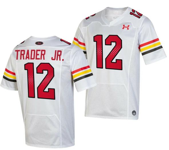 Men's Maryland Terrapins Dante Trader Jr Jersey #12 College Football Game Throwback 2023 White