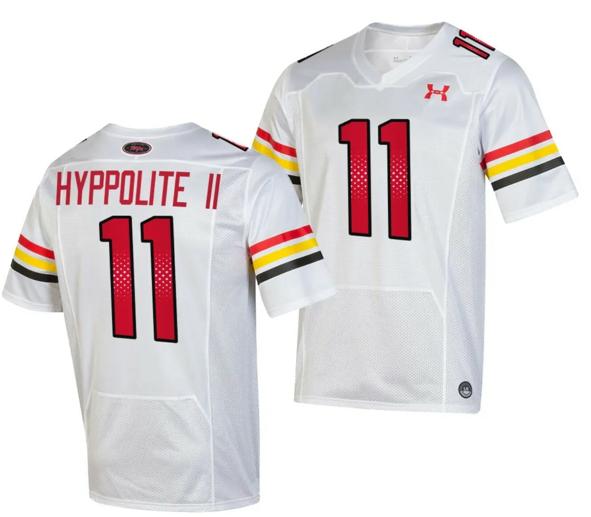 Men's Maryland Terrapins Ruben Hyppolite II Jersey #11 College Football Game Throwback 2023 White