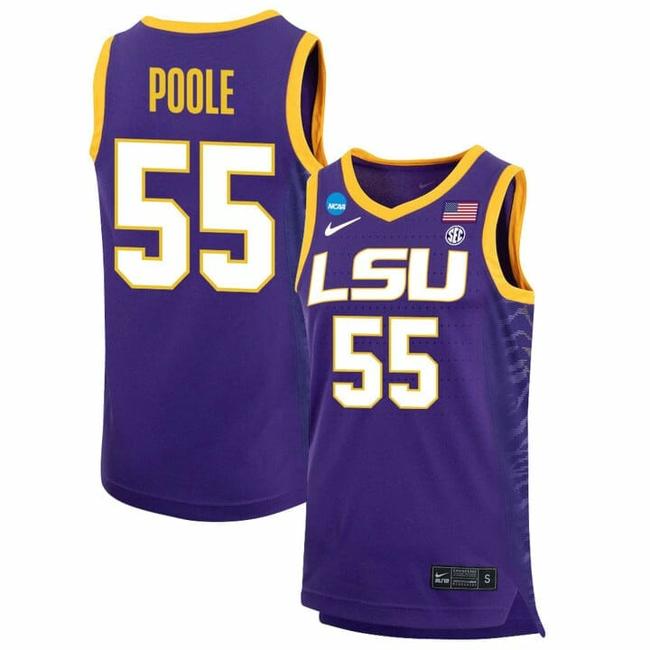 Men's Kateri Poole Jersey LSU Tigers Basketball 2023 NCAA College Purple #55