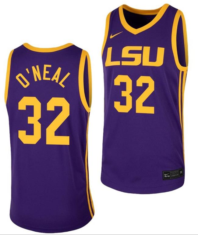 Men's Shareef O'Neal Jersey LSU Tigers College Basketball Purple Replica #32