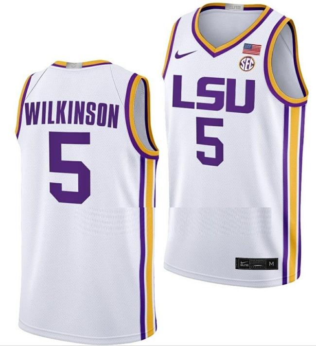 Men's Mwani Wilkinson Jersey LSU Tigers College Basketball Limited White #5