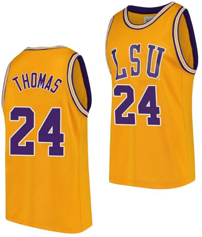 Men's Cameron Thomas Jersey LSU Tigers College Basketball Gold Replica #24