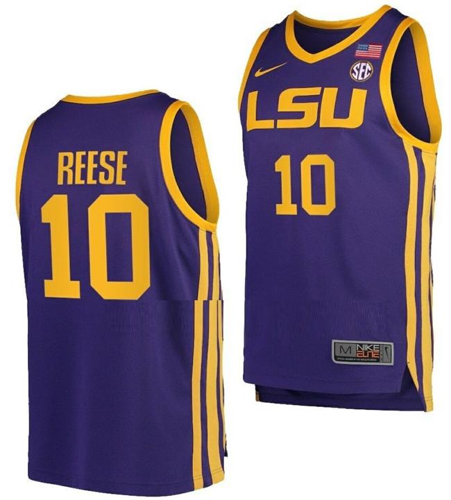 Men's Angel Reese Jersey LSU Tigers College Basketball Purple #10