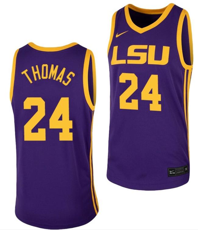 Men's Cameron Thomas Jersey LSU Tigers College Basketball Purple Replica #24