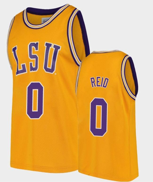 Men's Naz Reid Jersey LSU Tigers College Basketball Gold Replica #0