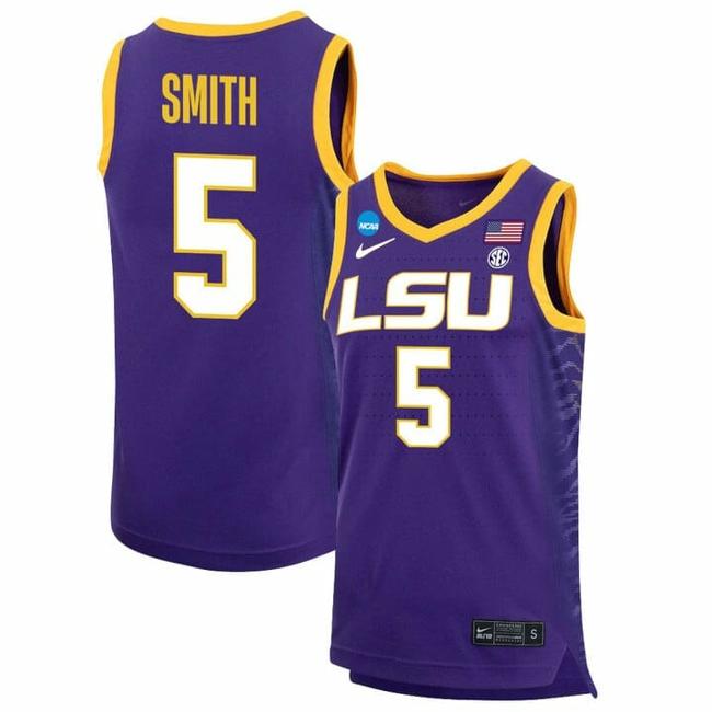 Men's Sa'Myah Smith Jersey LSU Tigers Basketball 2023 NCAA College Purple #51