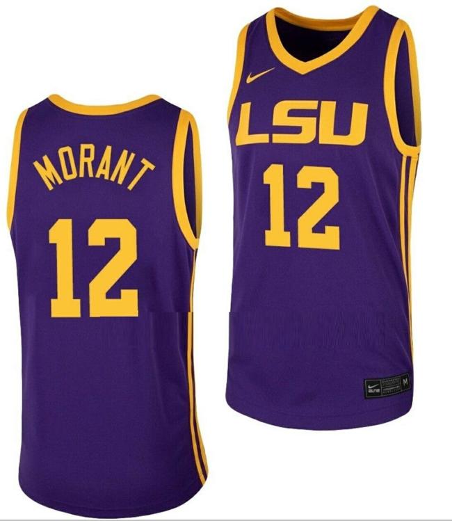 Men's Ja Morant Jersey LSU Tigers College Basketball Purple #12