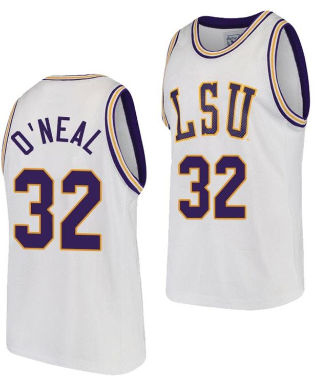 Men's Shareef O'Neal Jersey LSU Tigers College Basketball White Replica #32