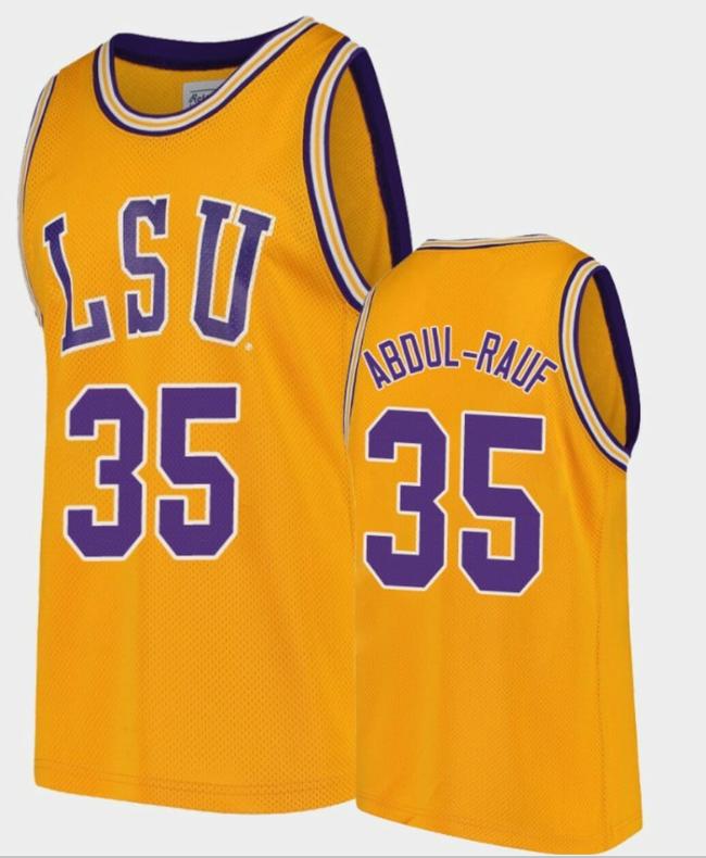 Men's Mahmoud Abdul-Rauf Jersey LSU Tigers College Basketball Gold Replica #35