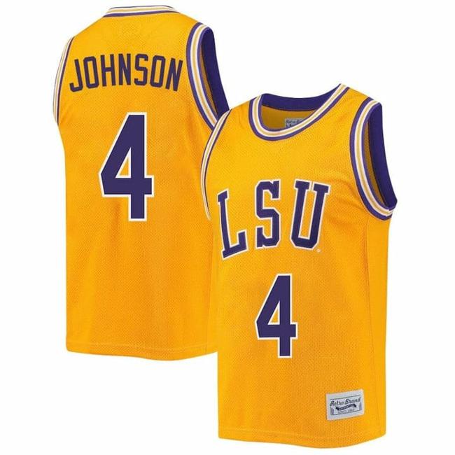 Men's Flau'jae Johnson Jersey LSU Tigers Basketball 2023 NCAA College Retro Gold #4