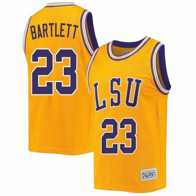 Men's Amani Bartlett Jersey LSU Tigers Basketball 2023 NCAA College Retro Gold #23