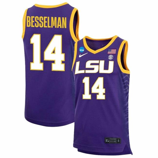 Men's Izzy Besselman Jersey LSU Tigers Basketball 2023 NCAA College Purple #14