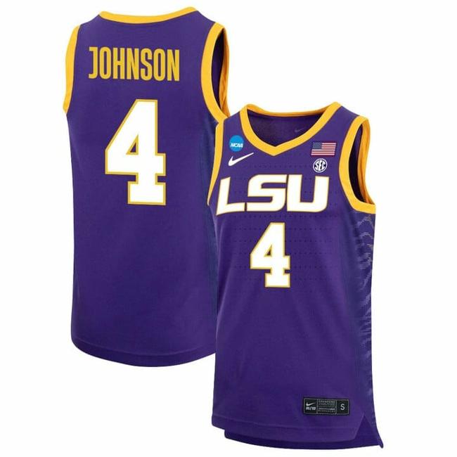 Men's Flau'jae Johnson Jersey LSU Tigers Basketball 2023 NCAA College Purple #4