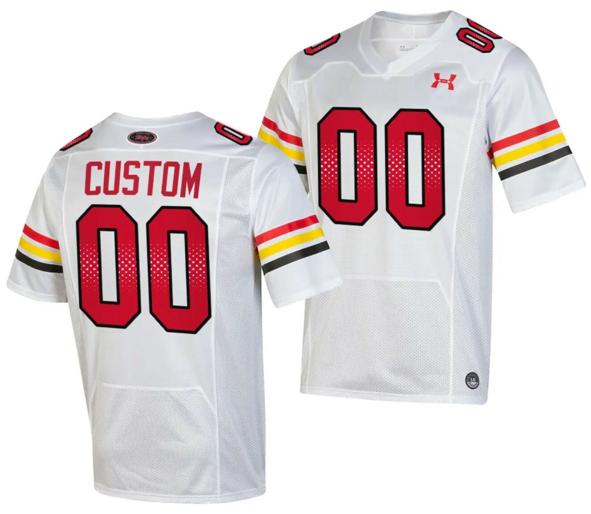 Men's Custom Maryland Terrapins Jersey Name and Number White College Football 2023