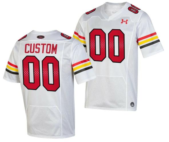 Men's Custom Maryland Terrapins Jersey Name and Number College Football Game Throwback 2023 White