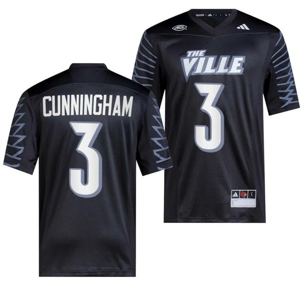 Men's Louisville Cardinals Malik Cunningham Jersey #3 College Football 2023 Premier Black