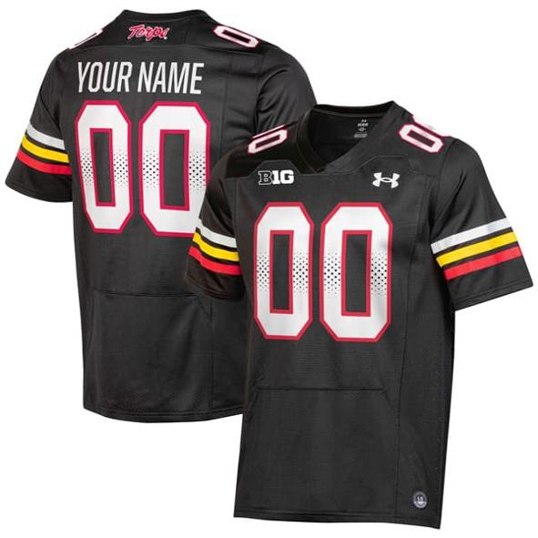 Men's Custom Maryland Terrapins Jersey Name and Number College Football Black Alternate All Stitched