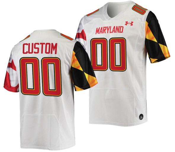 Men's Custom Maryland Terrapins Jersey Name and Number College Football White 2022 - 2023 Replica Uniform