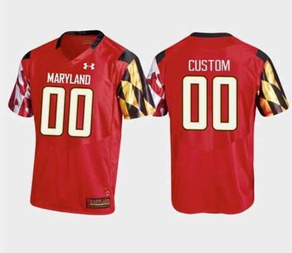 Men's Custom Maryland Terrapins Football Jersey Name Number College Replica Under Armour Red