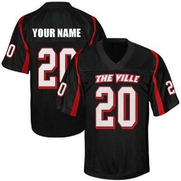 Men's Custom Louisville Cardinals Jersey Name Number NCAA Football Black