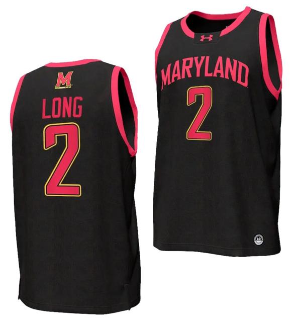 Men's Jahari Long Jersey #2 Maryland Terrapins College NIL Replica Basketball Black