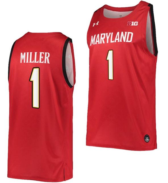 Men's Diamond Miller Jersey #1 Maryland Terrapins College NIL Replica Basketball Red