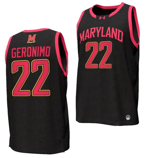 Men's Jordan Geronimo Jersey #22 Maryland Terrapins College NIL Replica Basketball Black