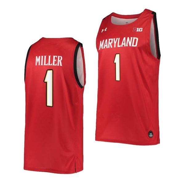 Men's Diamond Miller Jersey Maryland Terrapins College Basketball NCAA eligibility Jersey 2023 WNBA Draft Red #1