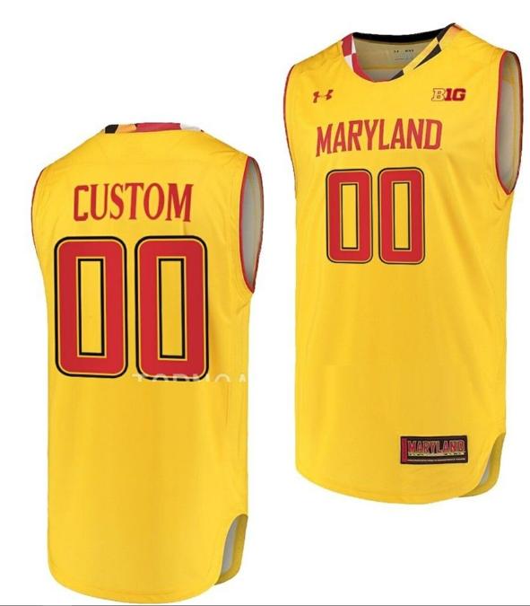 Men's Custom Maryland Terrapins Jersey Name and Number NCAA College Basketball Gold