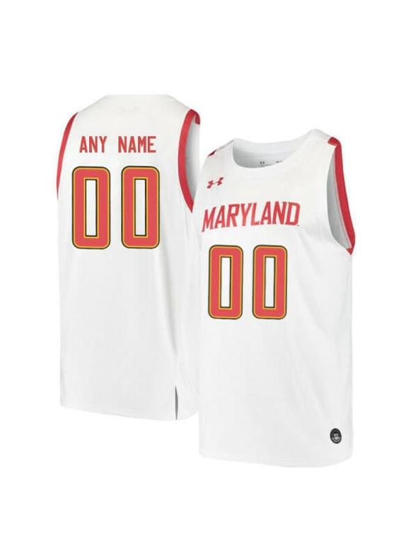 Men's Custom Maryland Terrapins Jersey College Basketball Name and Number White Retro