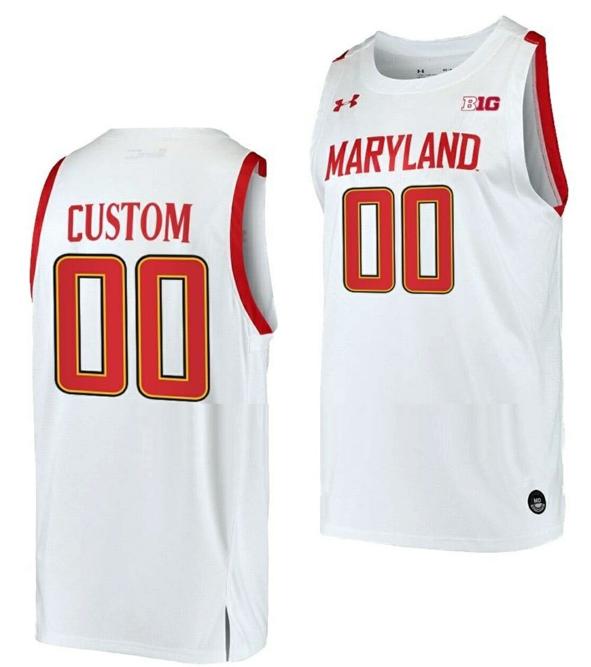 Men's Custom Maryland Terrapins Jersey Name and Number NCAA College Basketball Home White