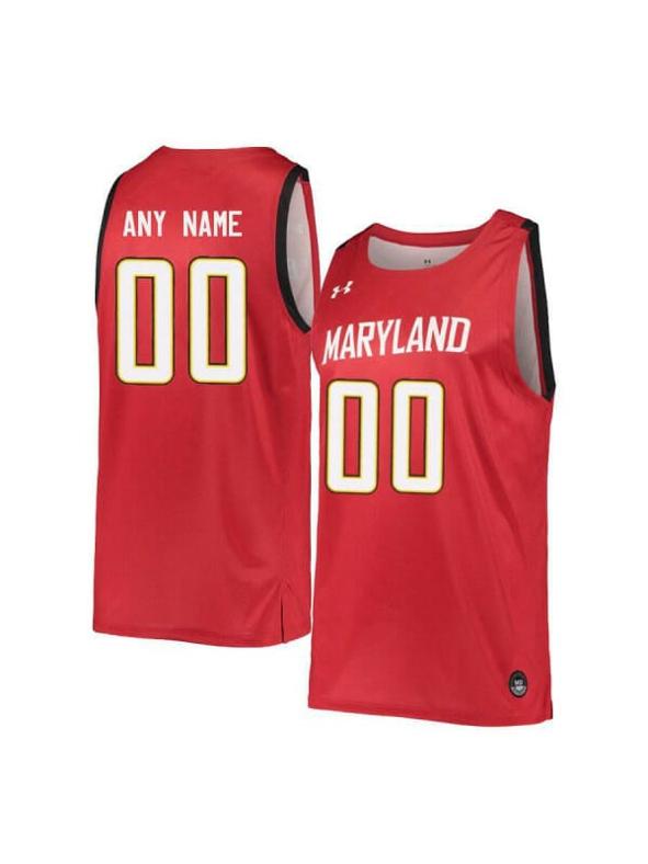 Men's Custom Maryland Terrapins Jersey College Basketball Name and Number Red Retro