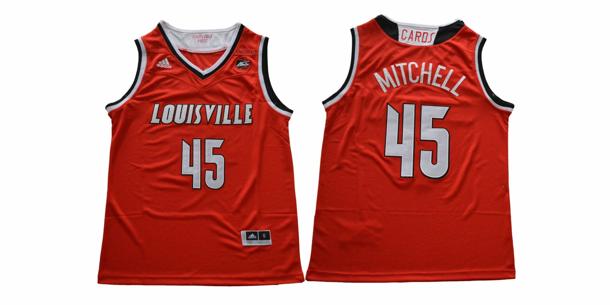 Men's Louisville Cardinals #45 Mitchell NCAA Basketball Jersey Red