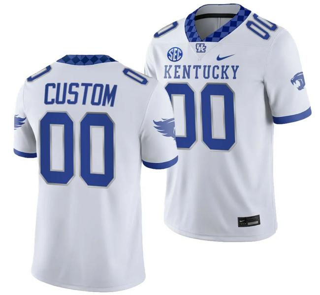 Men's Custom Kentucky Wildcats Jersey Name and Number White College Football 2023