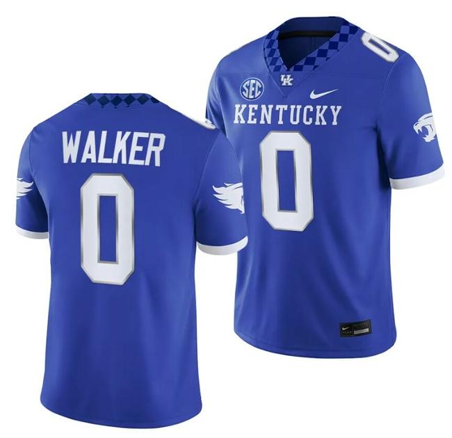 Men's Kentucky Wildcats Deone Walker Jersey #0 NCAA Football 2023 Game Home Blue