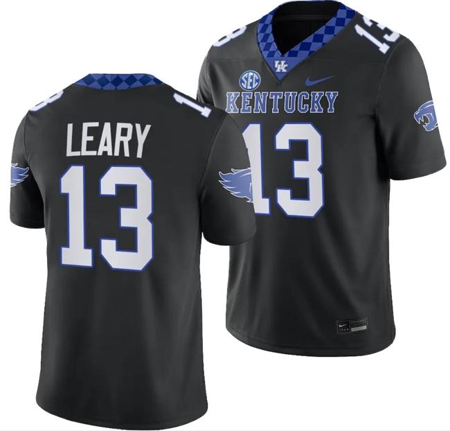 Men's Kentucky Wildcats Devin Leary Jersey #13 Alternate Football Game Black 2023