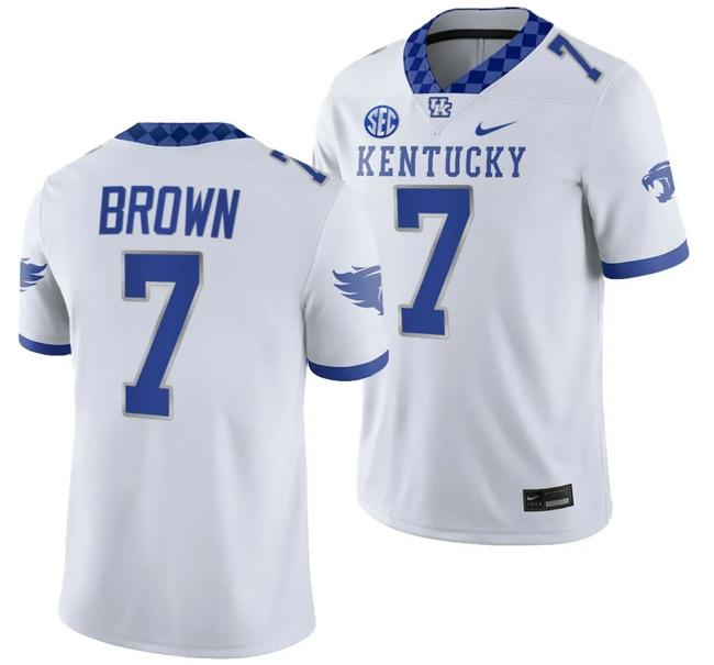 Men's Kentucky Wildcats Barion Brown Jersey #7 College Football Game 2023 White