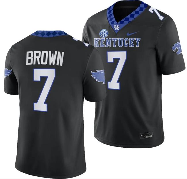 Men's Kentucky Wildcats Barion Brown Jersey #7 Alternate Football Game Black 2023